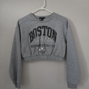 Forever 21 Gray Boston Sports Club Crop Top